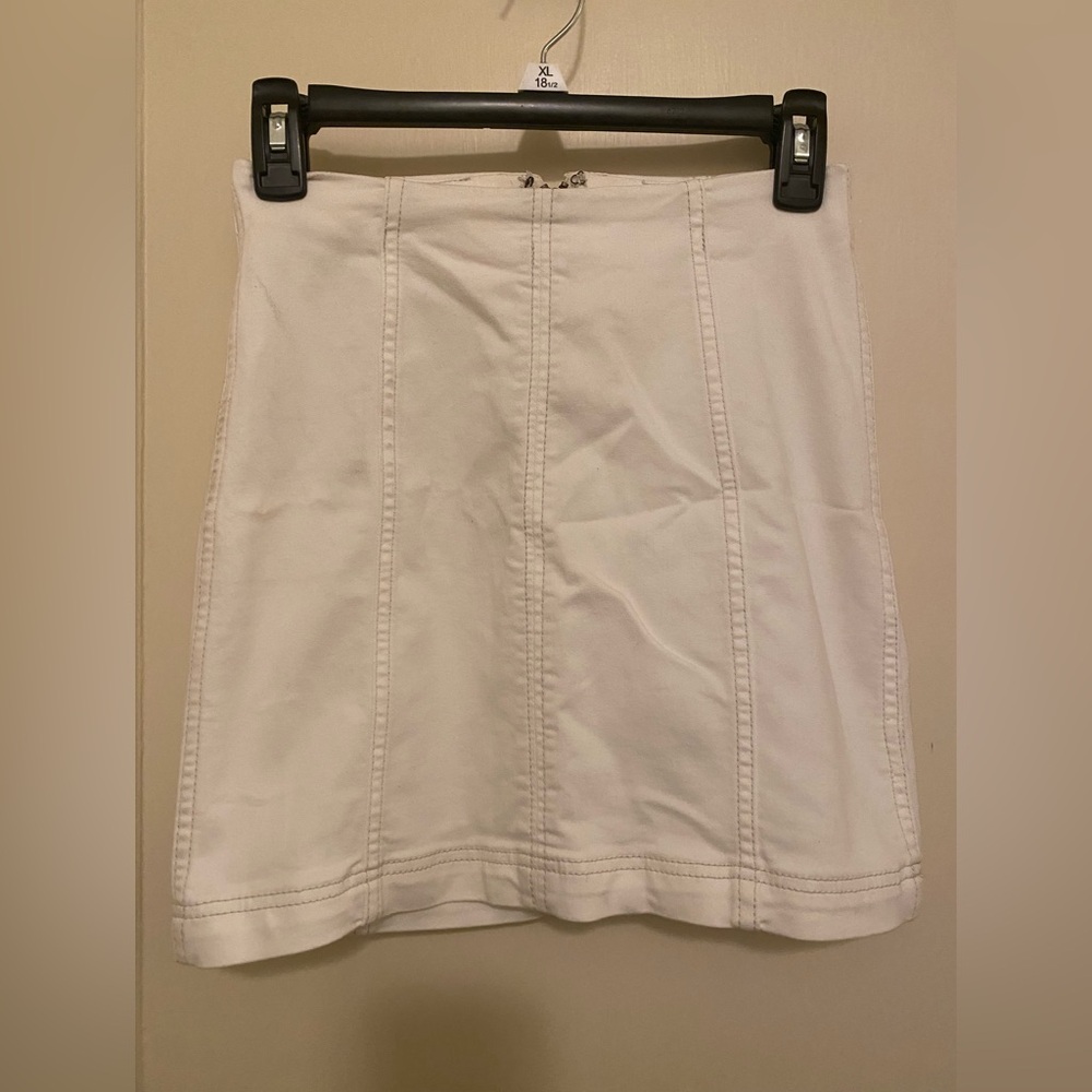 Free People White Denim Mini Skirt